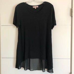 Plain Black Tee with Sheer swooping back